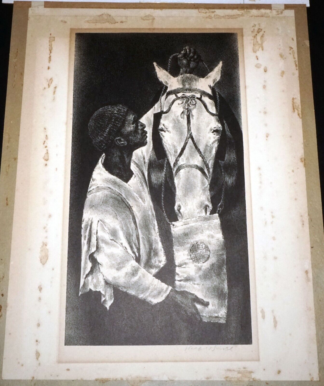 1940s US Litho Print "Man & Beast" by Joseph Hirsch (1910-1981)(FeH)