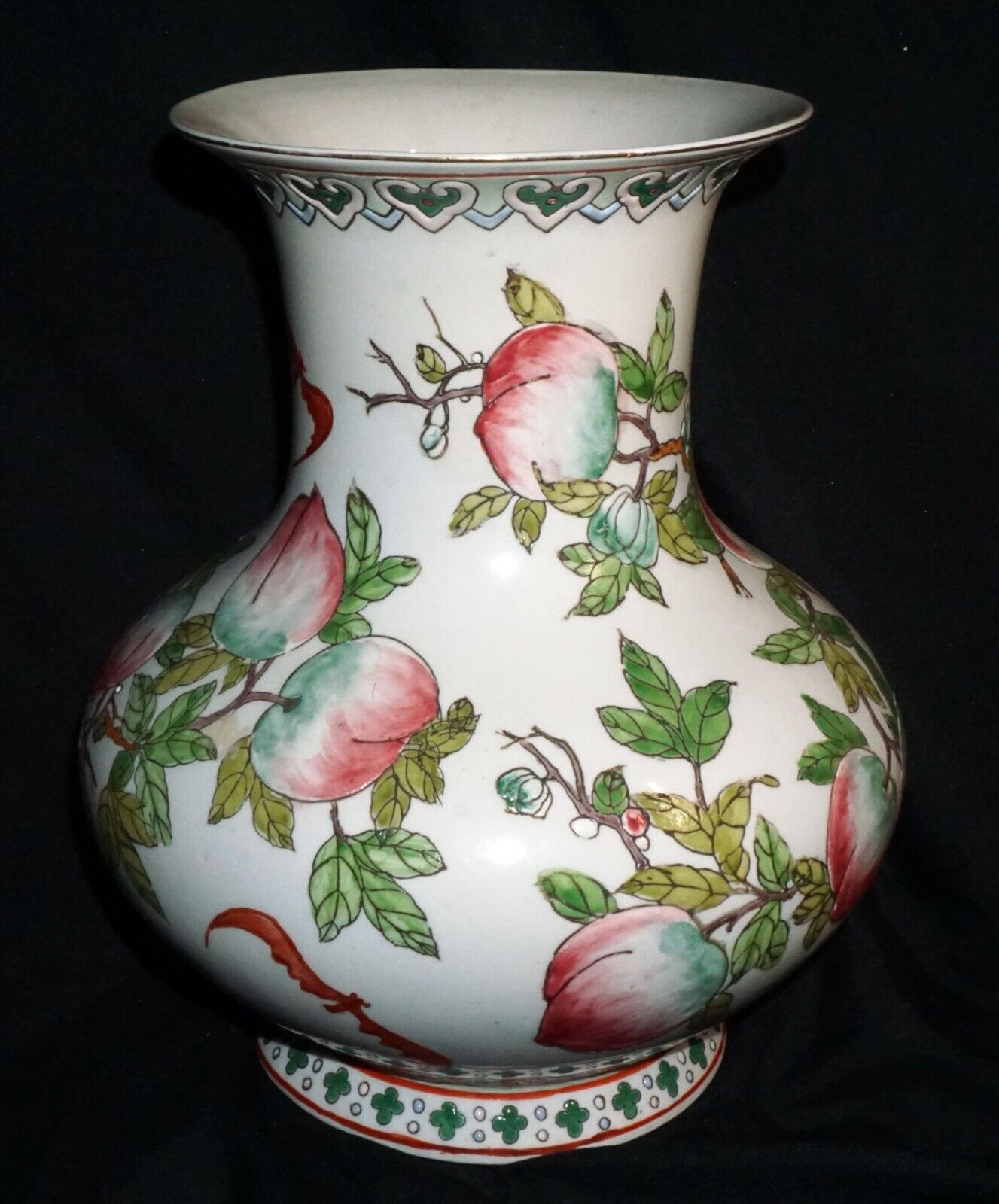 Chinese Pottery Vase w Peach Branch Motif in Enamels w. Yongzheng Mark (ChT) IC