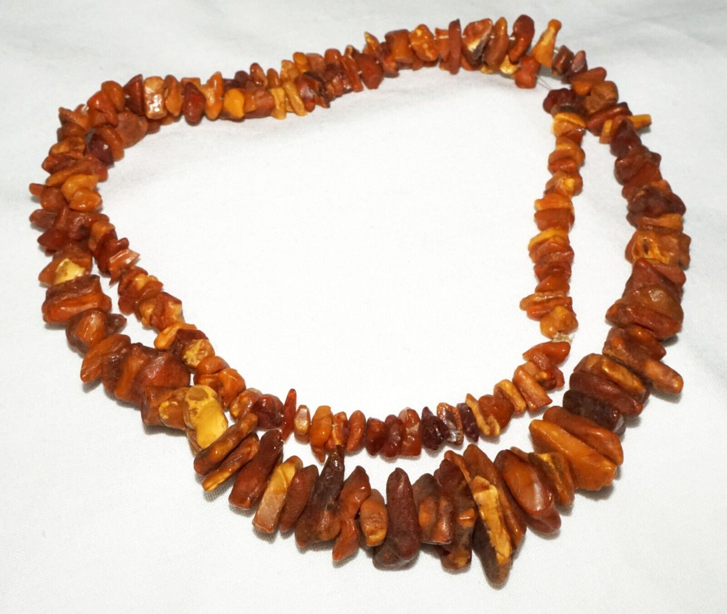 Vintage European Amber Chunk Graduated Bead Necklace (ShI)