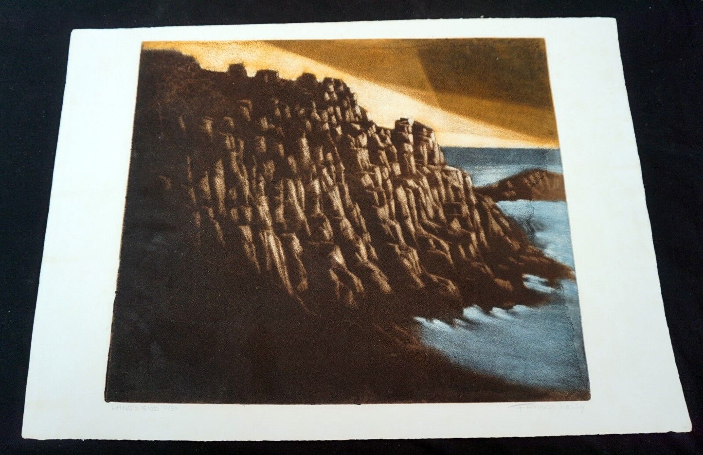 1960s California Litho Print 10/50 "Land's End" by Francis Robert Jr Kelly (Mod)