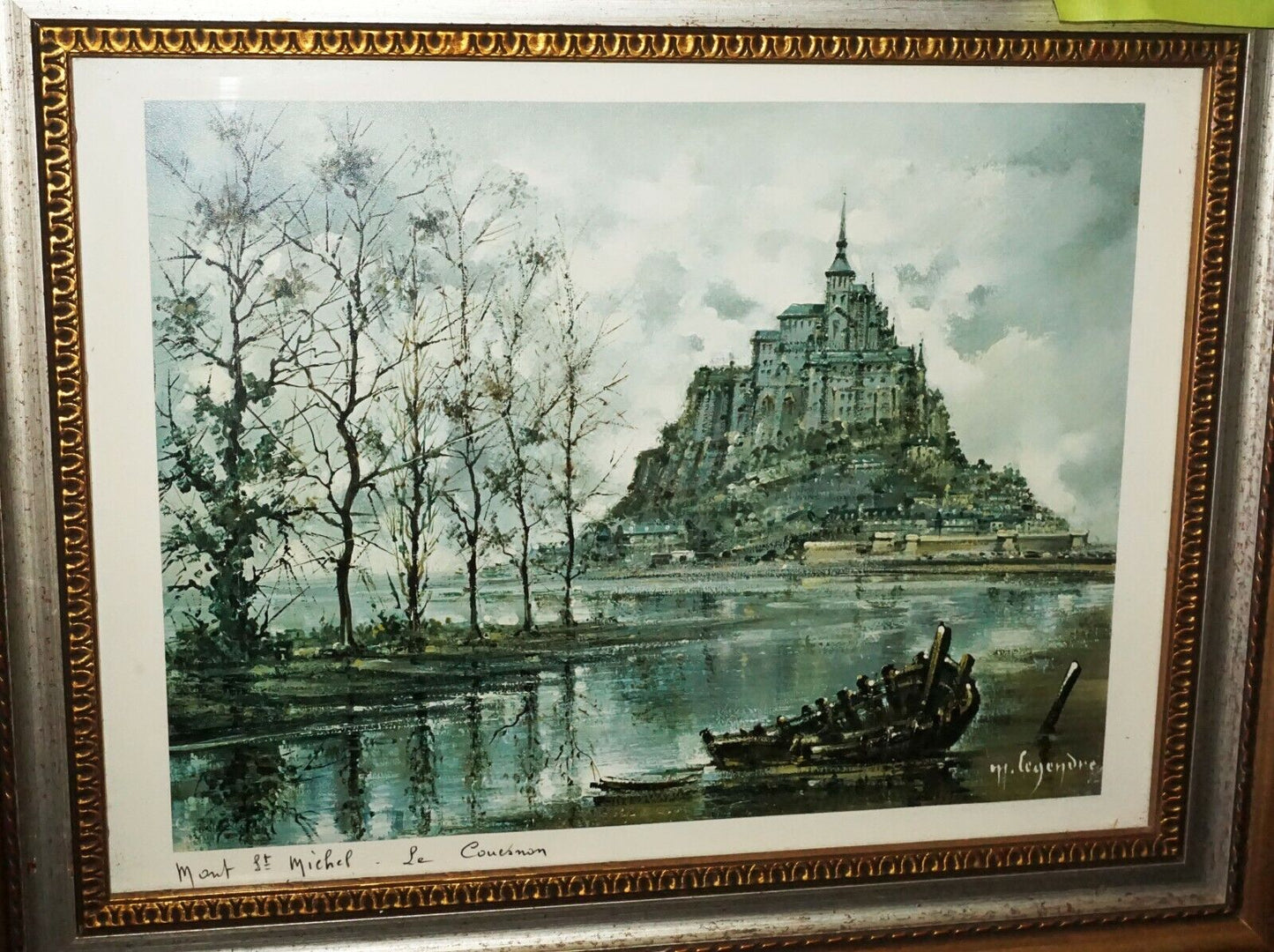 Vintage French Framed Print Mont St. Michel Maurice Louis Legendre (b.1928)(***)