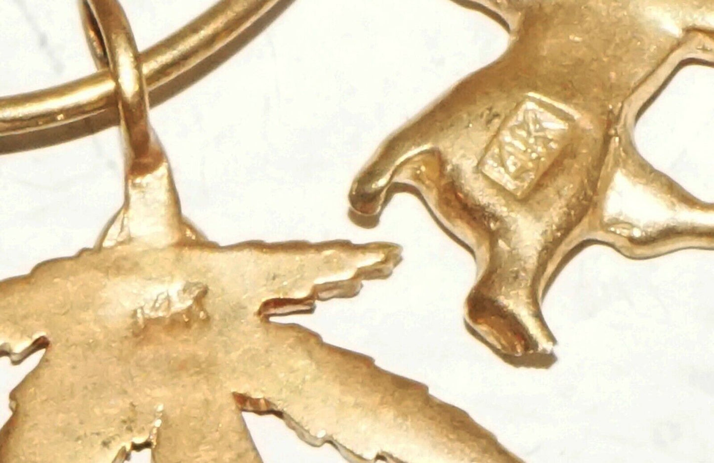 Vintage 14K Yellow Gold Charm M Motif Pendant w. 4 y.G. +3x Enamel & GP (BrM)#47