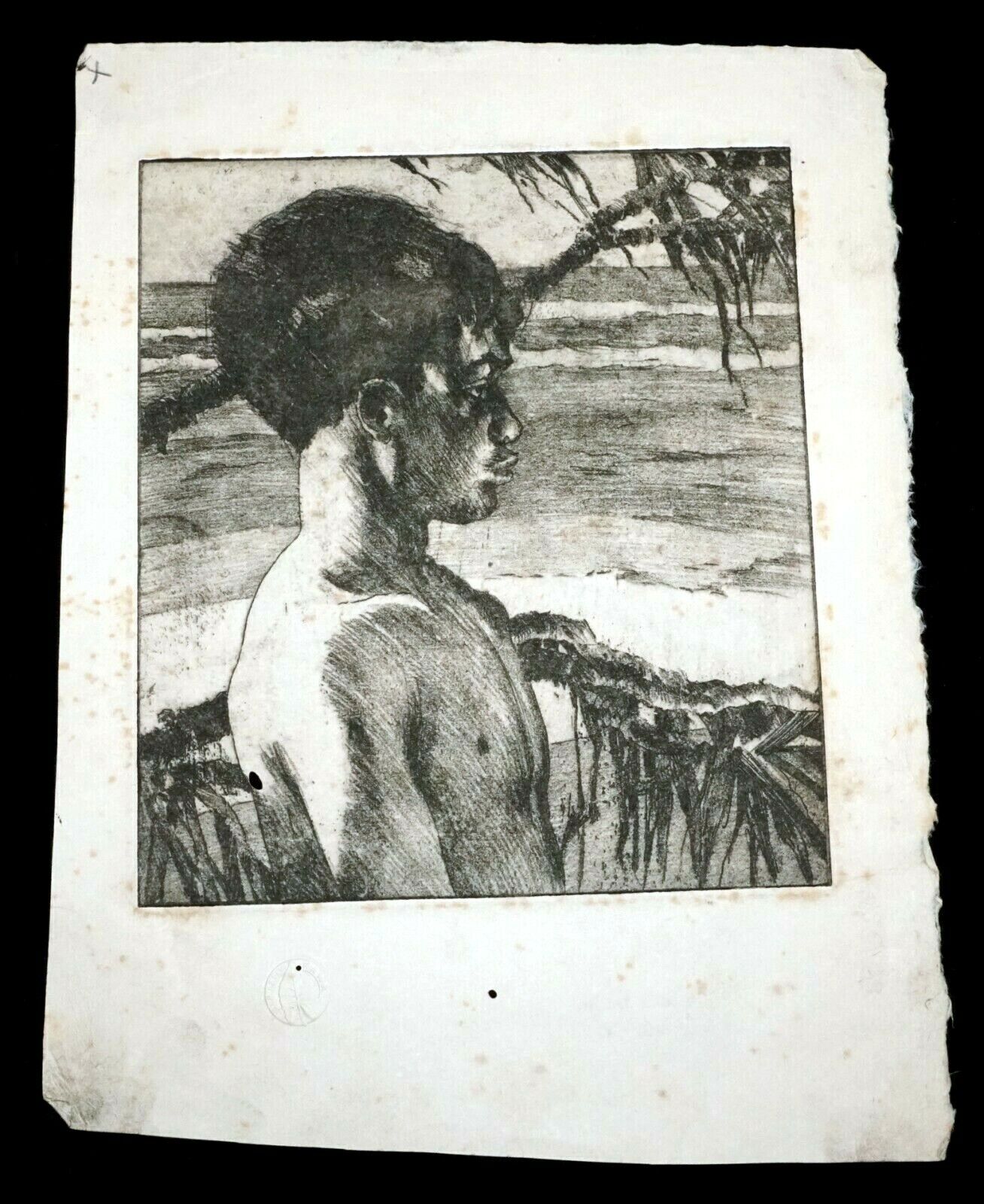 1938 Hawaii Etching Print Kaipo by John Melville Kelly (1879-1962)(Kel)