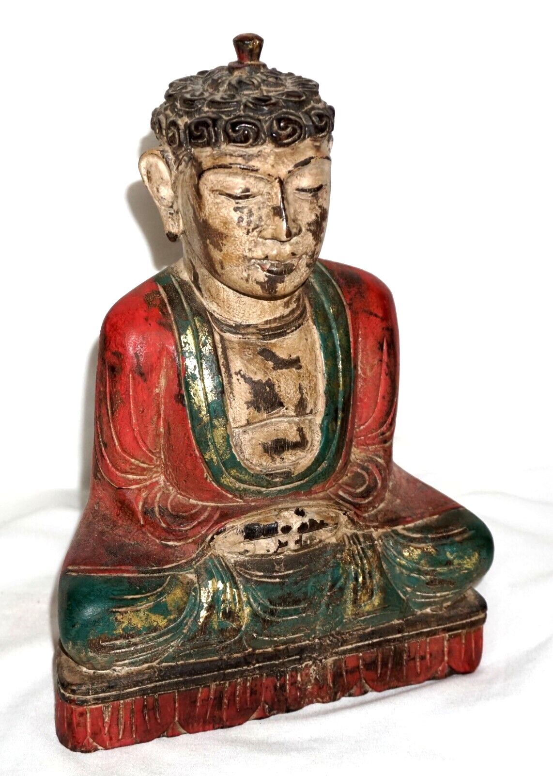 Vintage South East Asian Carved Seated Buddha Sculpture (AHB)