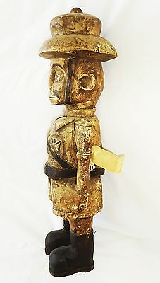 19CT African Zaire Luba Tribe Carving Colonial Officer Sculpture 23.5" (Eic)