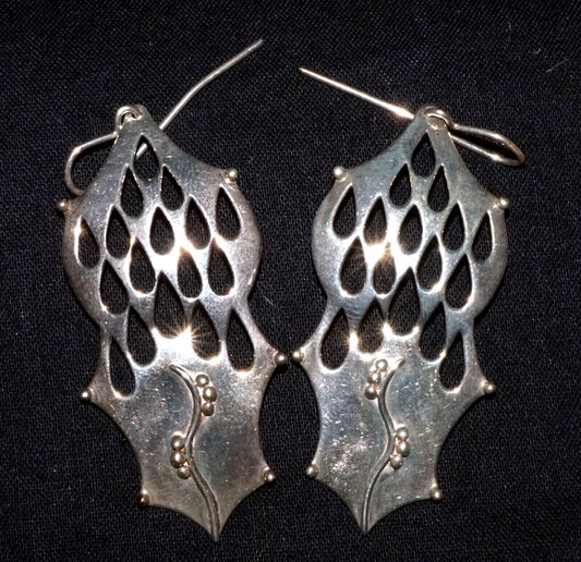 Vintage Hawaii Modernist Pierced Sterling Silver Earrings Stephen Geritz (WoJ)