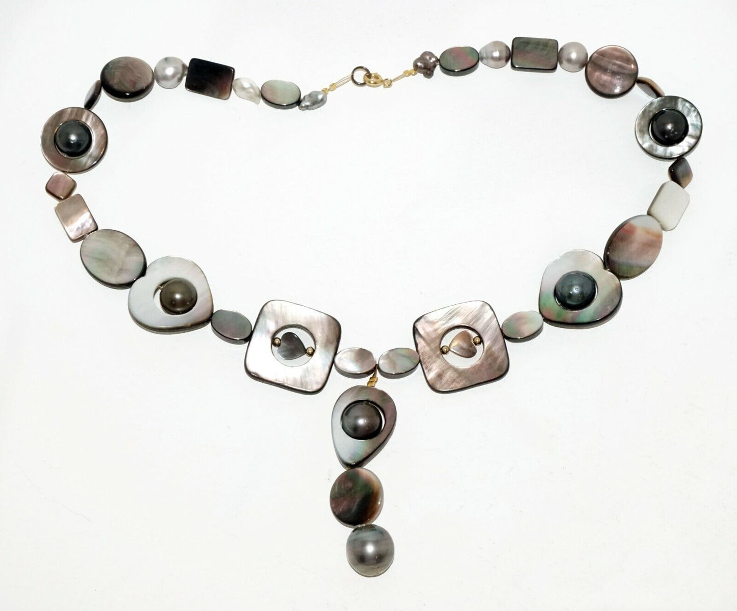 Vintage Tahitian South Sea Pearl & Mother of Pearl Bead Necklace (LeP)#2