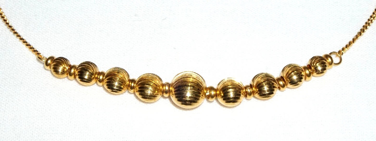 Vintage Chinese 22k Yellow Gold Necklace w. 9x Graduated Ball Accents (ChY)