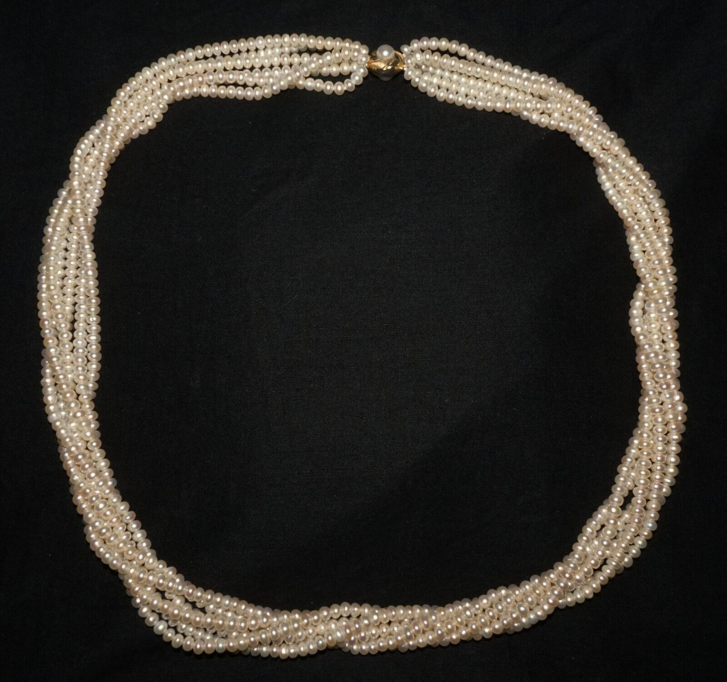 Vintage Matinee Length Freshwater Pearl Six Strand Necklace w. 14k Clasp (ShI)