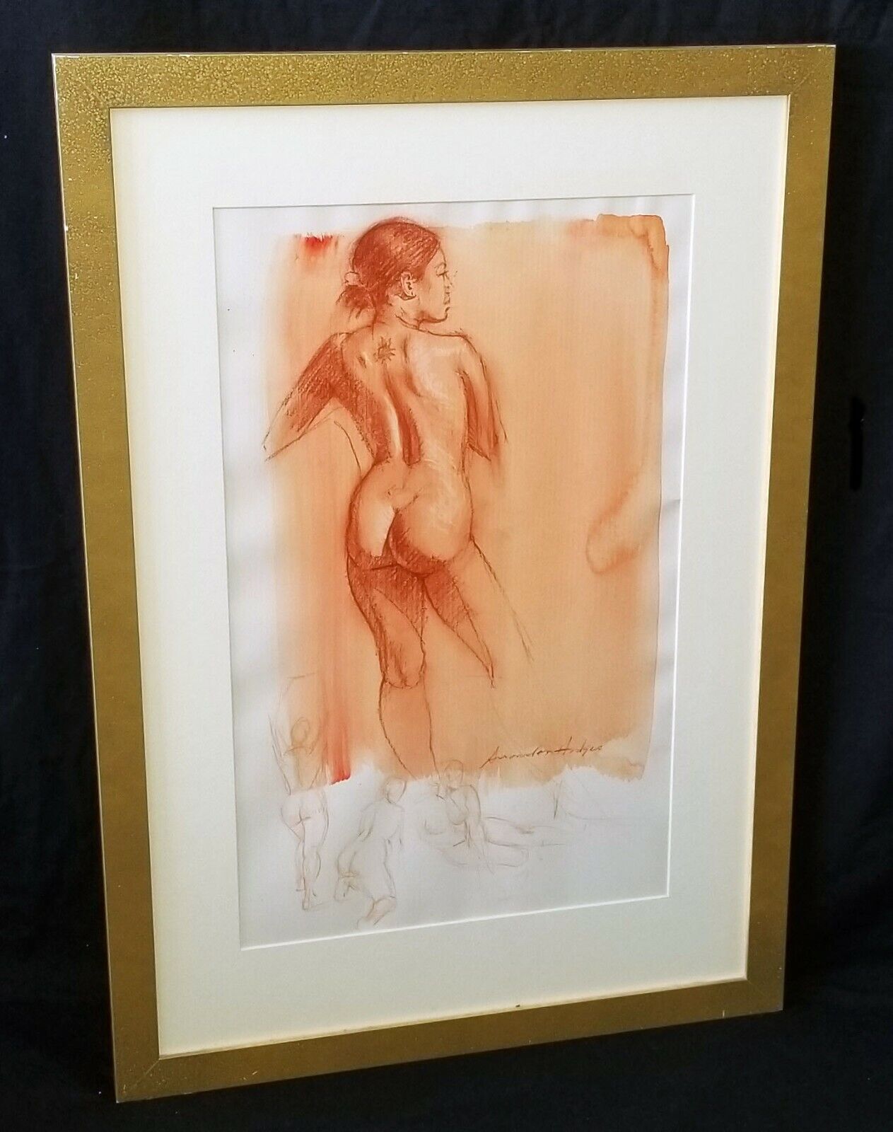 Hawaii Mixed Media Framed Painting Female Nude Back by Snowden Hodges (Sho)