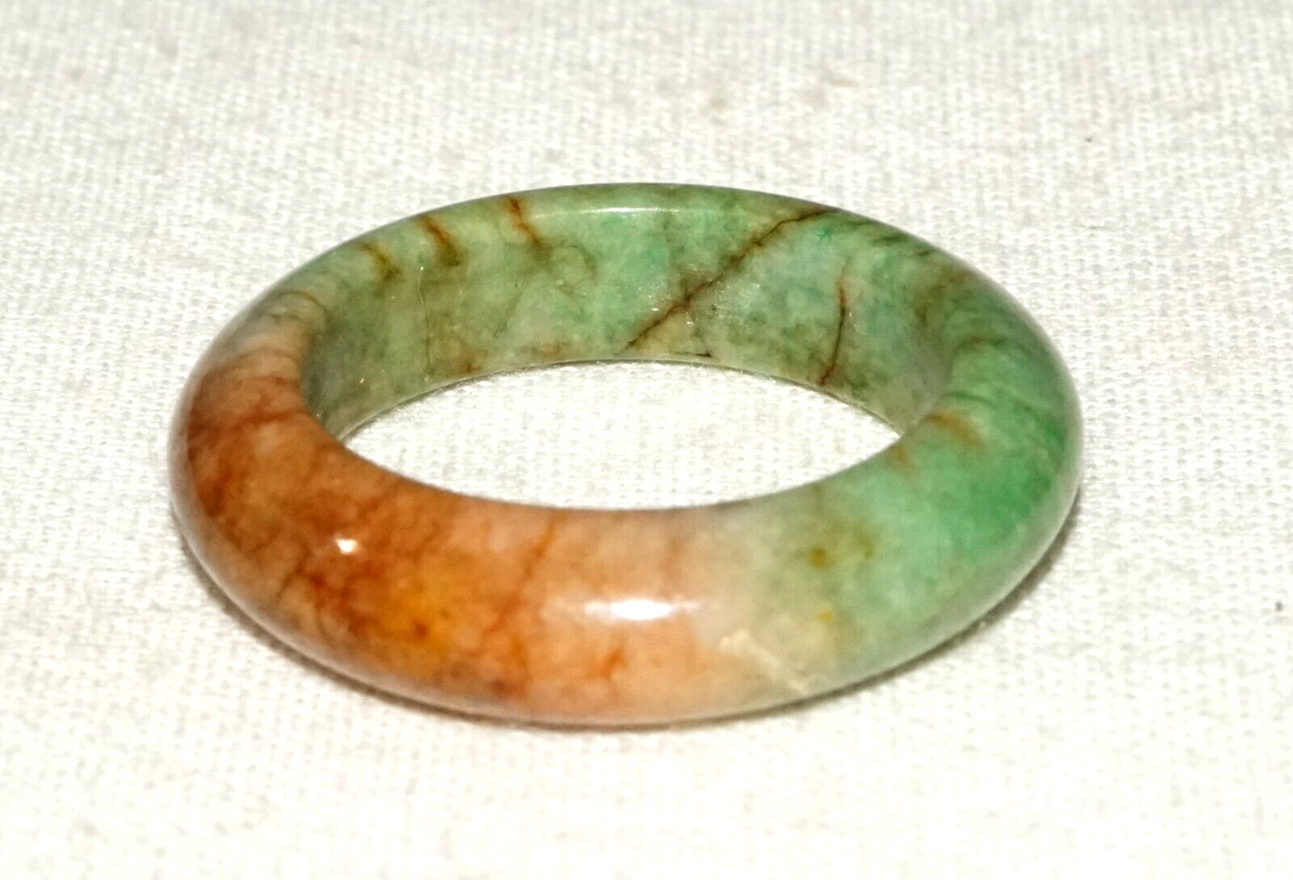 Vintage Chinese Green & Russet Jadeite Jade Ring Sz. 7.25 (GoB) #9