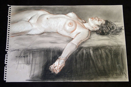 Mixed Media Drawing Painting Hawaii Reclining Nude Tianni by Snowden Hodges (Sho