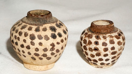 2Pc 15C Thailand Sukhothai Sawankhalok Brown Dotted Glazed Jarlet (JSt)28/30