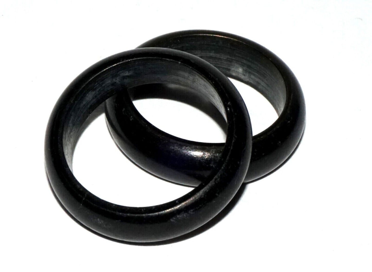 2Pc Vintage Chinese Black Onyx Rings Sz.8 (LeS) R17