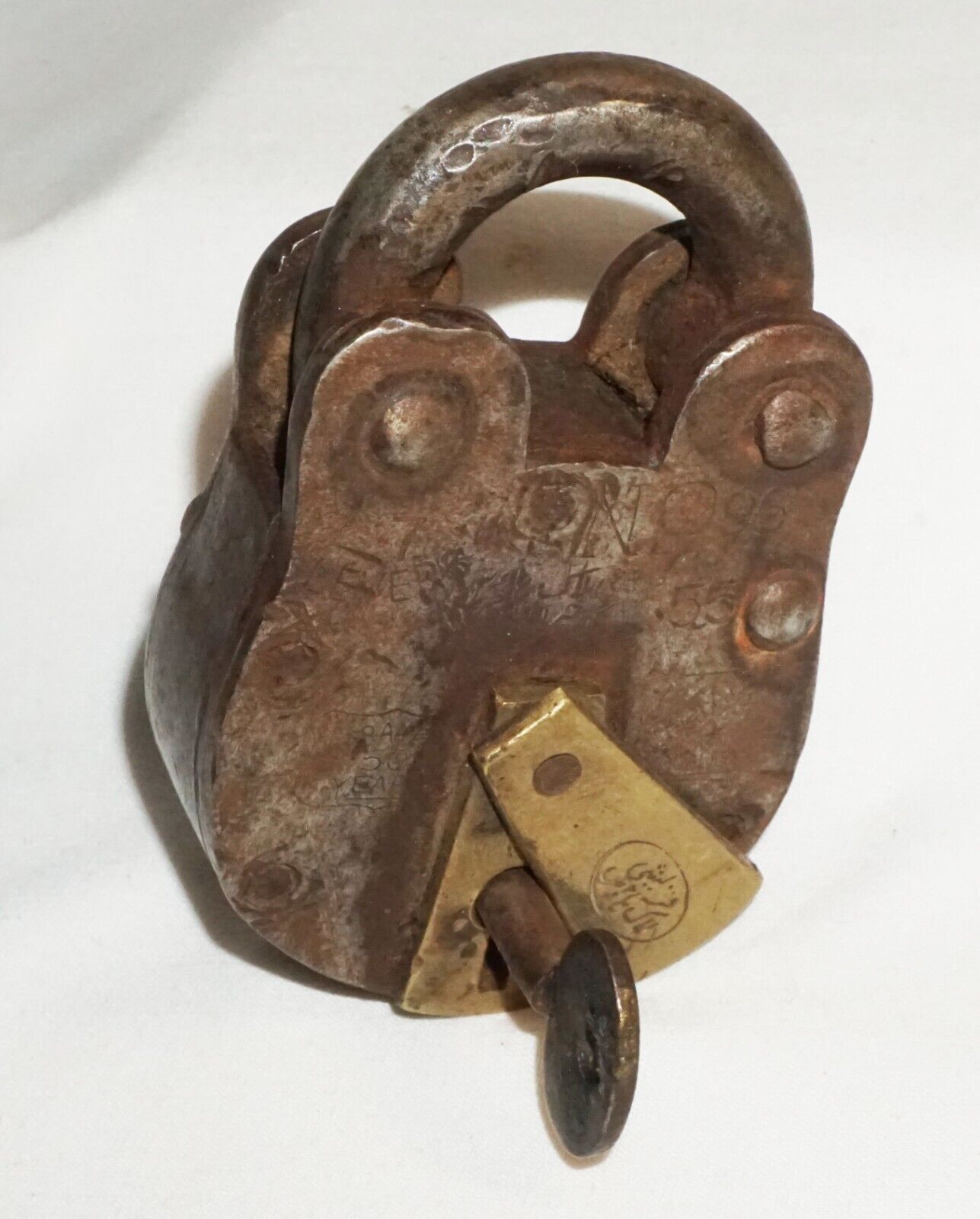 Antique Persian Brass Padlock with Key - working (ChT)