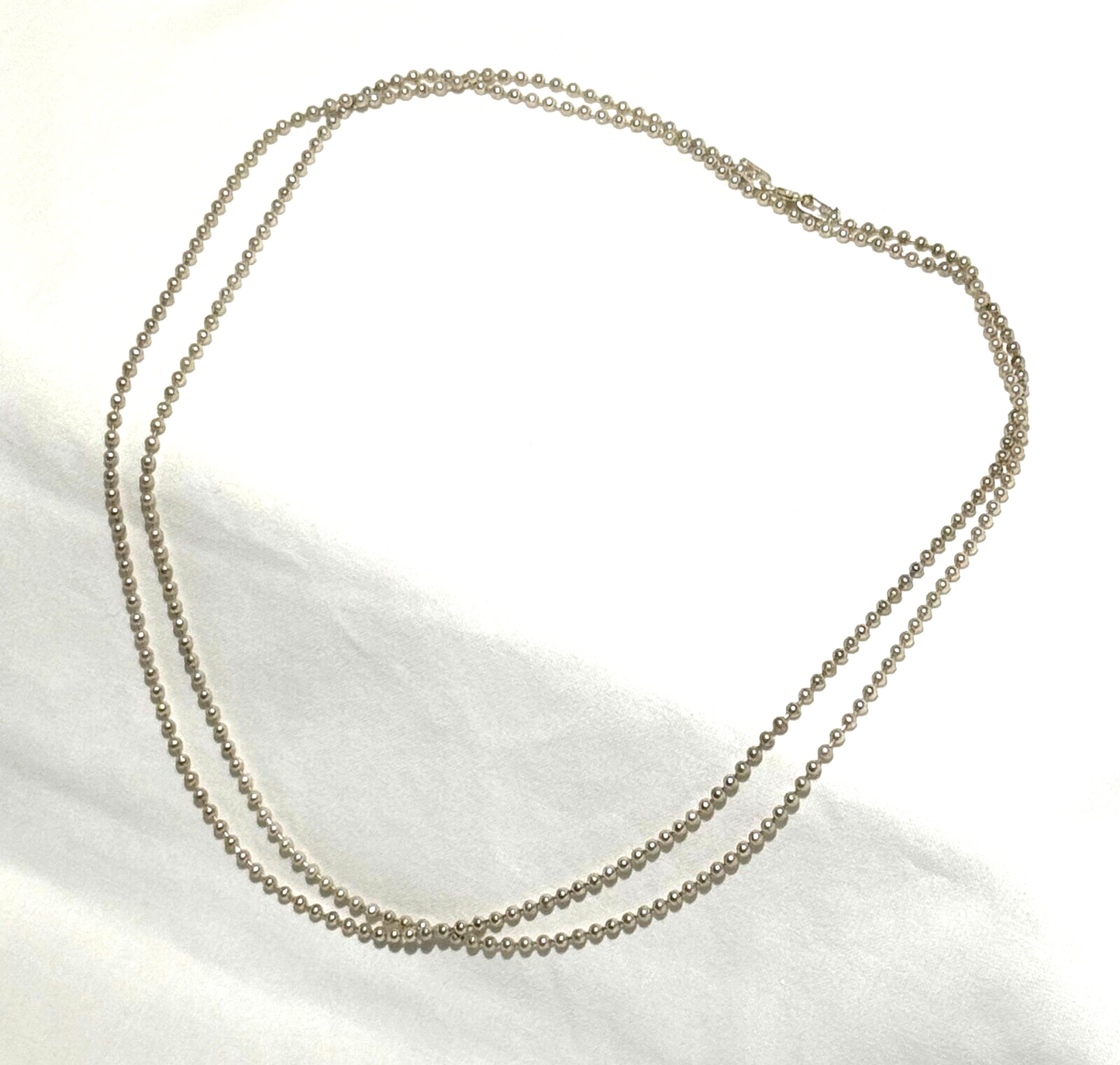 Italian Sterling Silver 925 Bead Necklace 29.5" w Spring Clasp (KiL)24