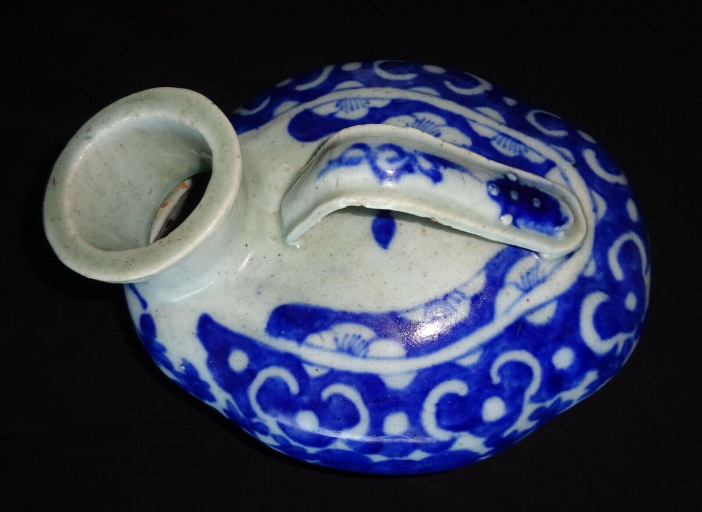 19C Chinese Blue & White Glaze Floral Motif Pottery Urinal - clean (HeN) IC