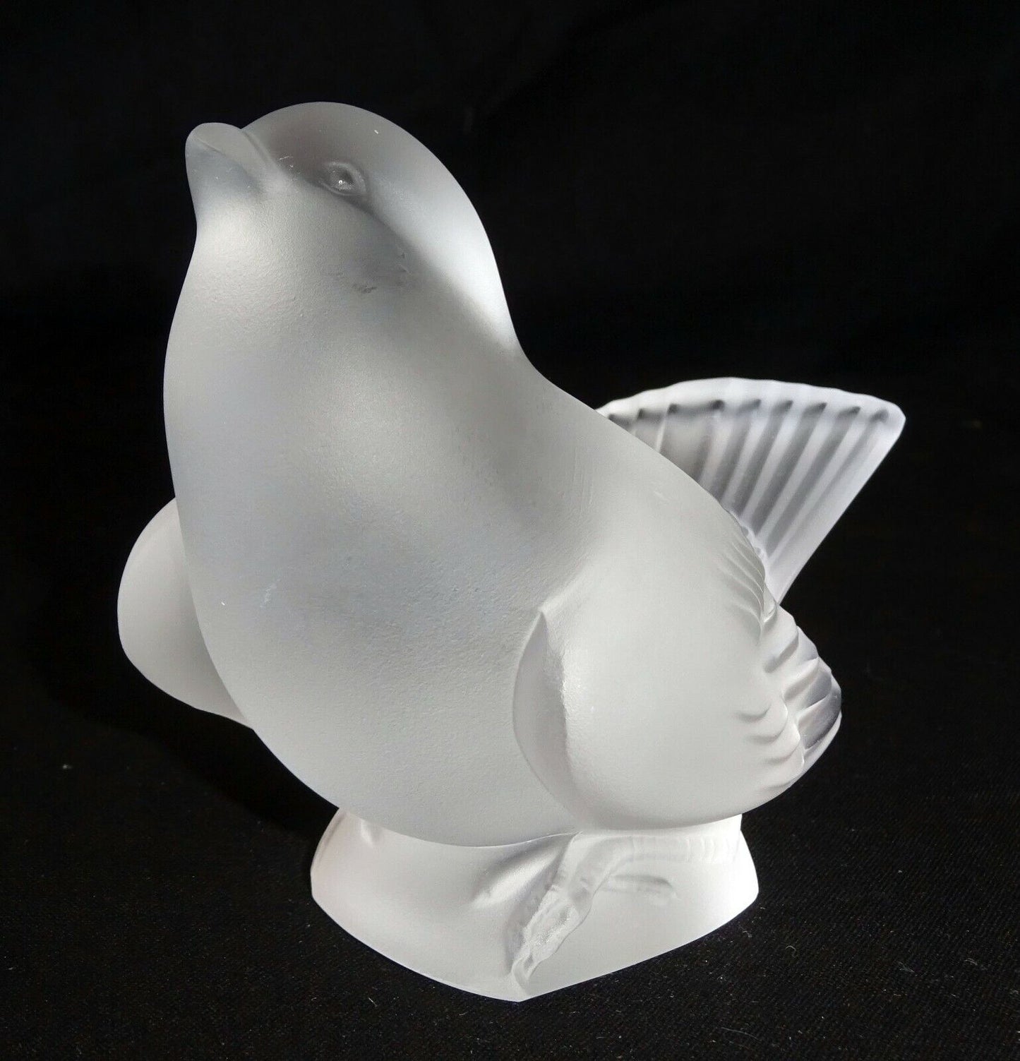 Vintage French Frosted Crystal Sparrow Bird Sculpture by Lalique (MeG)