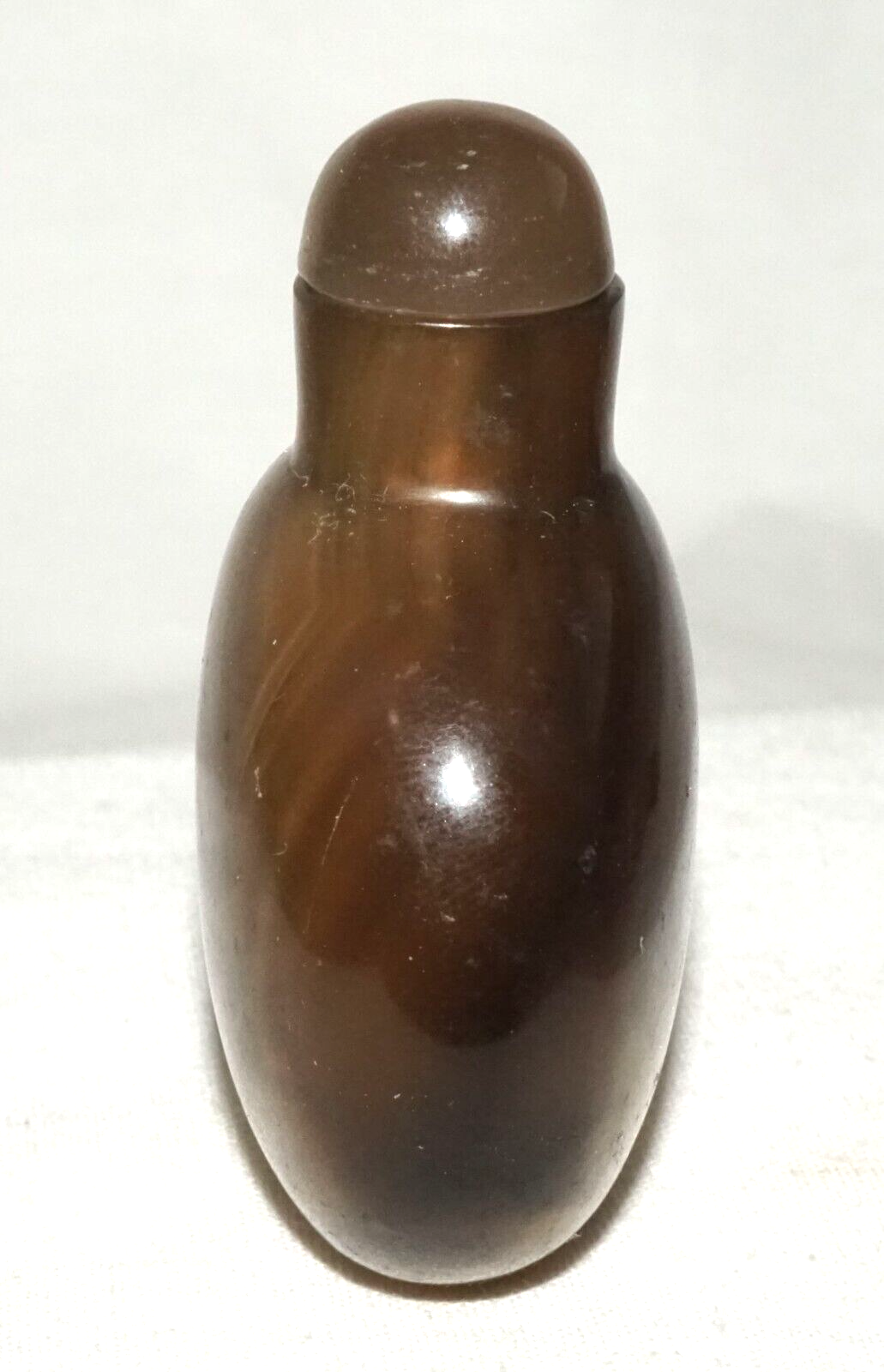 Vintage Chinese Shadow Agate Carved Snuff Bottle & Stopper (LeS)