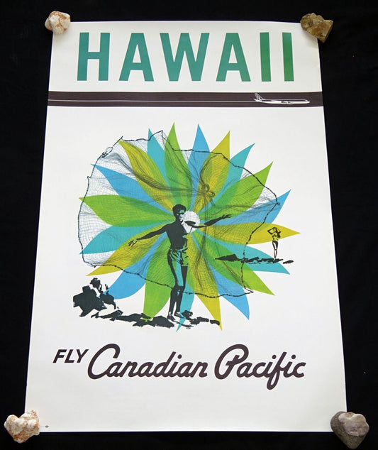 1950 Original Fly Canadian Pacific Hawaii Net Fisherman Poster (HoT)#31