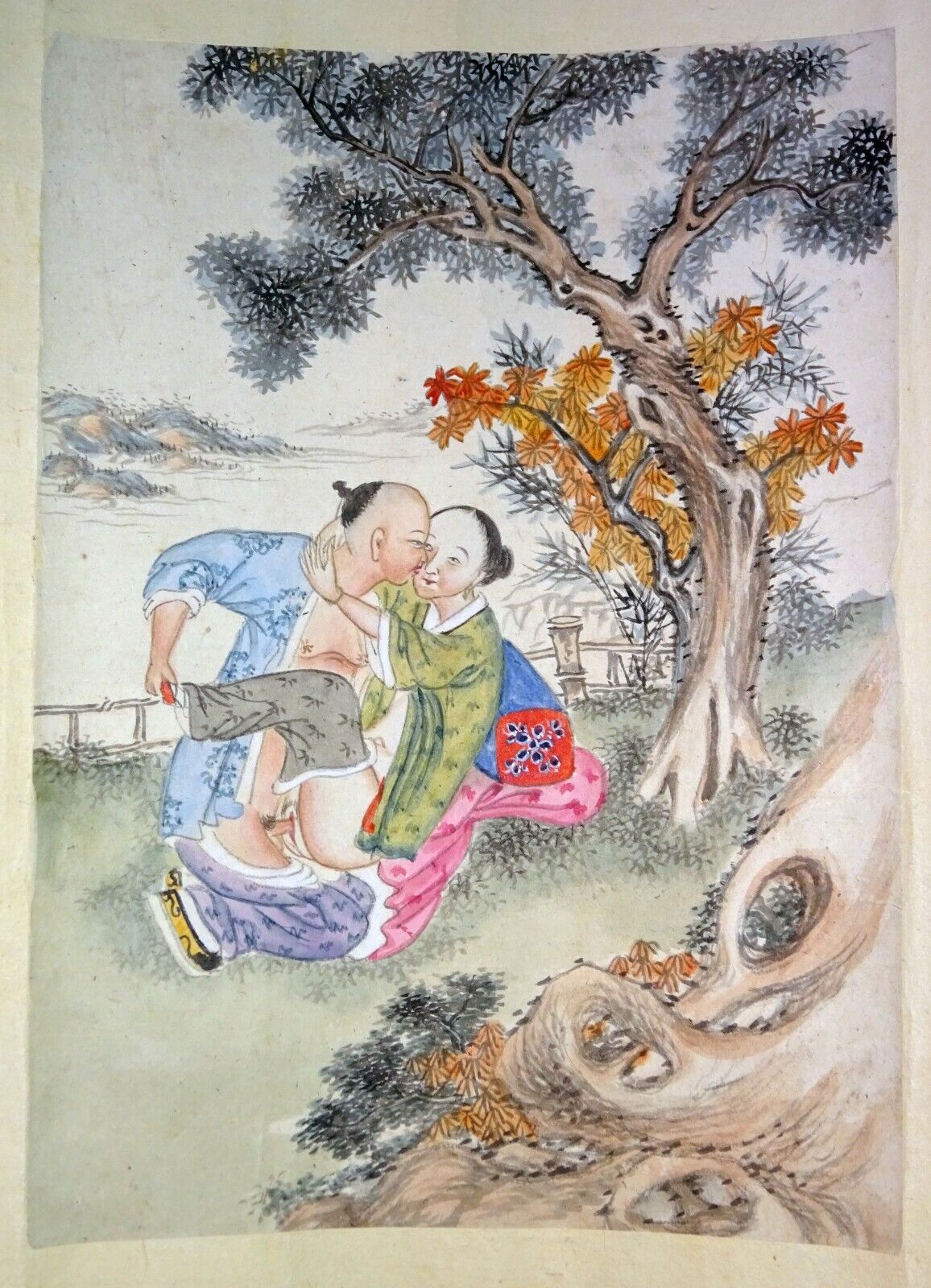 19C Chinese Erotic Pillow Color Paintings for Newly Married Couple (SoM)#4