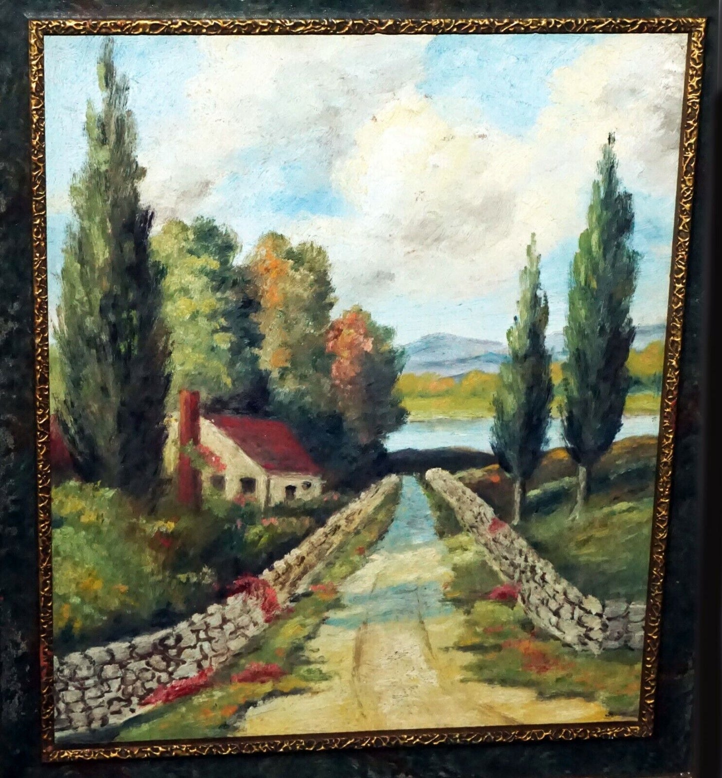 1927 English Oil Painting Italy Country Road by William Rainey (1852-1936)(***)