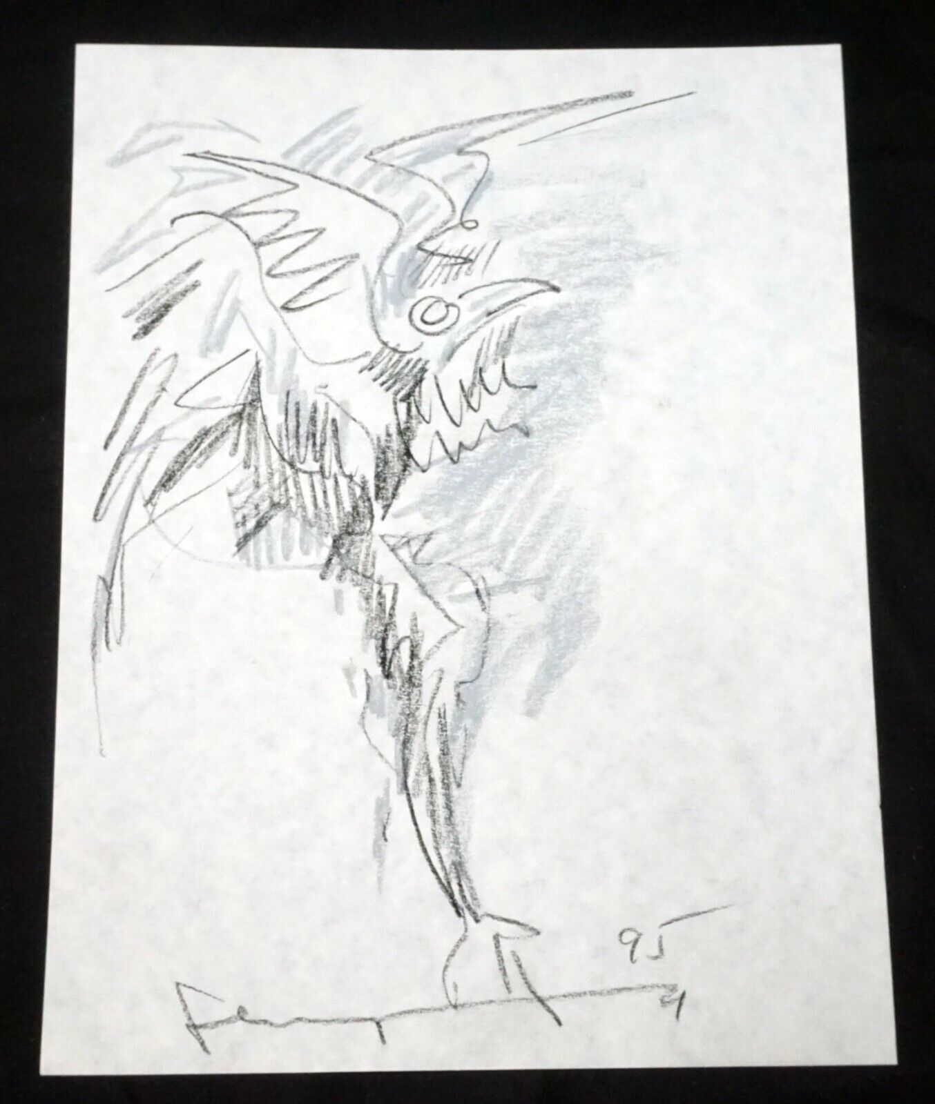 '95 Chinese Hawaii Drawing "Phoenix" by John Chin Young (1909 - 1997)(SaJ)2