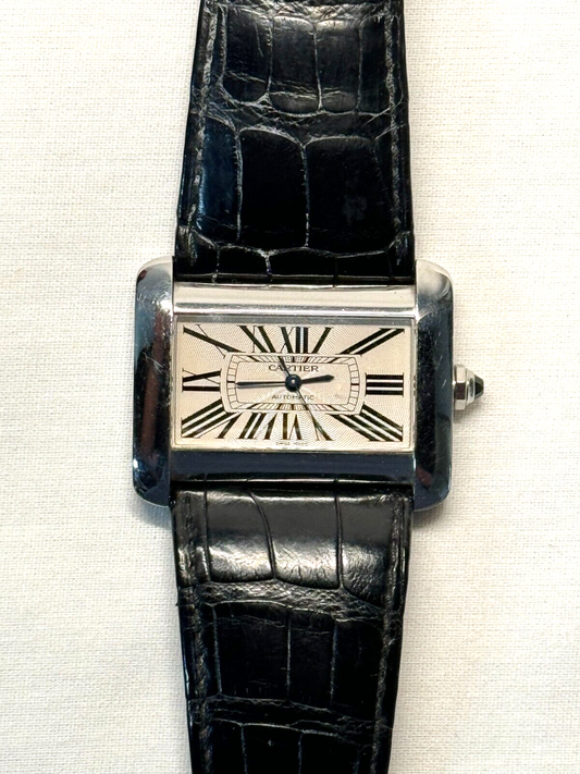 Swiss Cartier Tank Divan Stainless Steel Wrist Watch 2612 Orig. Box Papers(InS)8