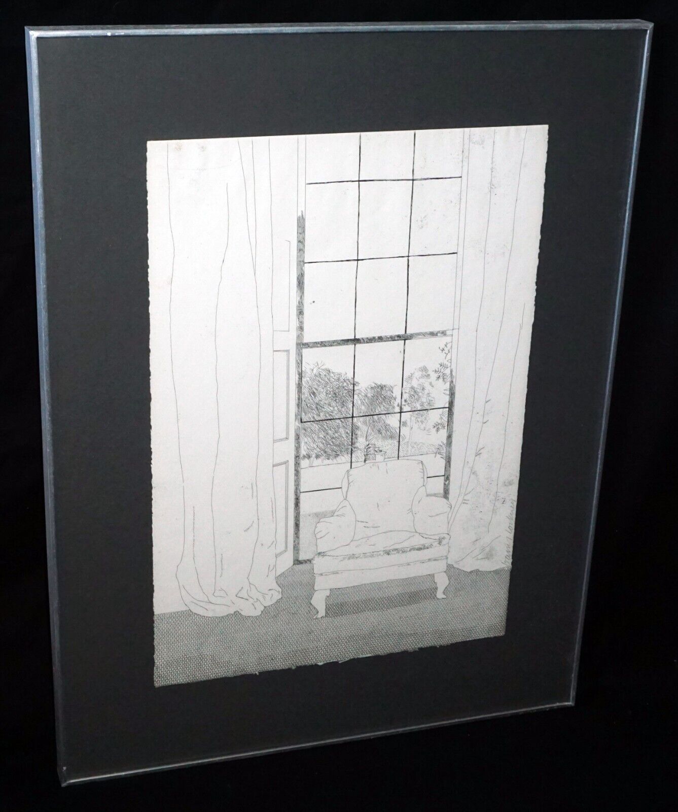 1969 UK Framed Original Etching Print "Home" signed David Hockney (B. 1937)(PaR)