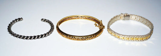 3x Vintage Sterling Silver Bracelet Bangle Cuff Mixed Lot (NoN)BN1