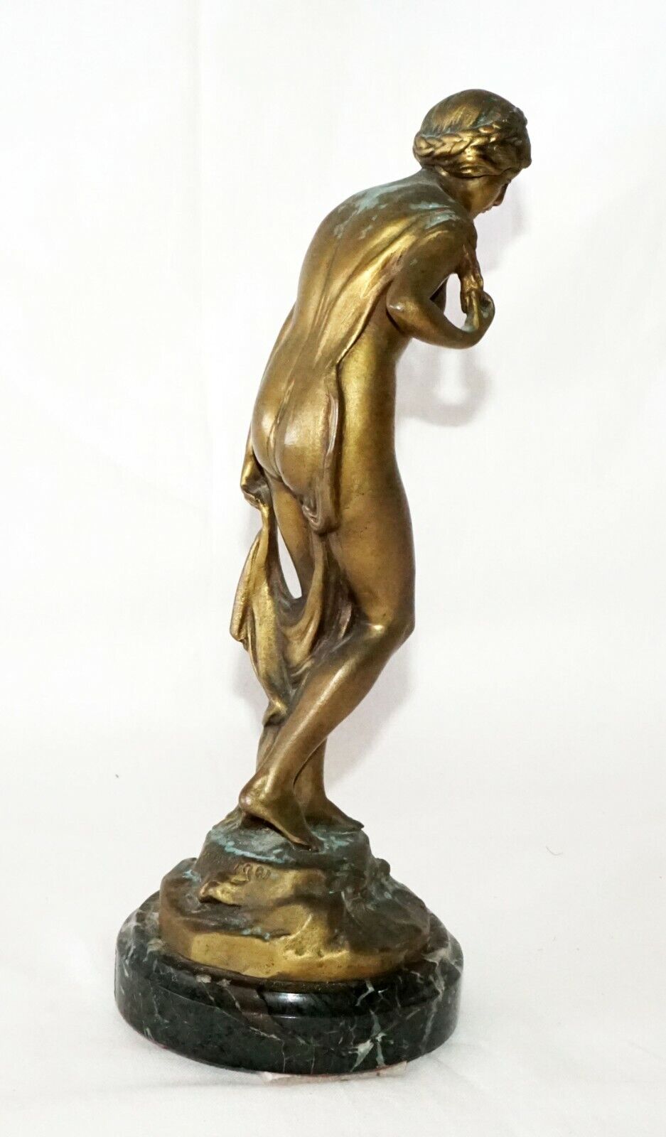 1900 German Bronze Sculpture Die Badende The Bather by Ludwig Eisenberger (ScI)