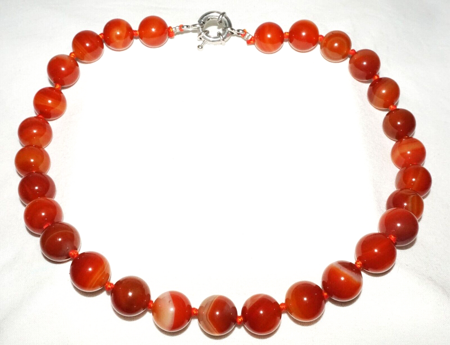 Vintage Chinese Semi Translucent Red Agate Bead Necklace 21" (InS)#L2