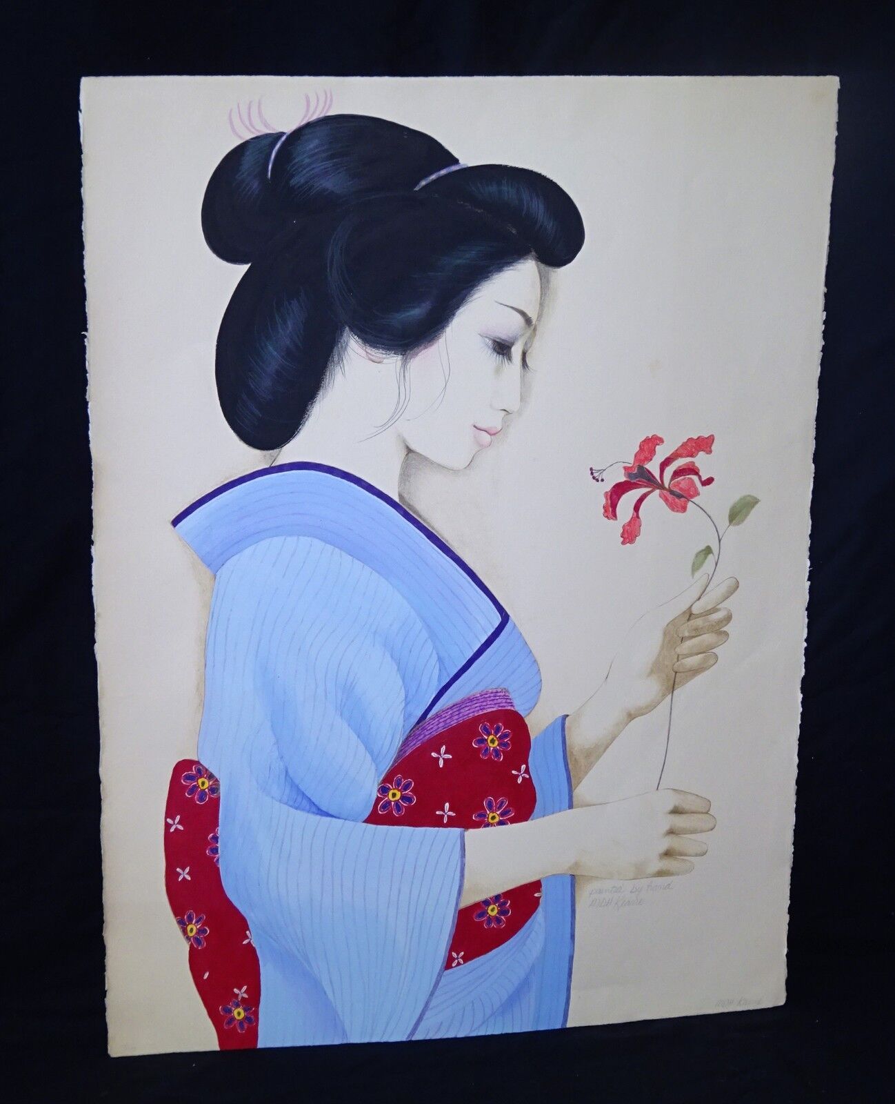 '70s Hawaii Print 47/300 Painting "Girl in Kimono" by MDH Margaret Keane (JPa