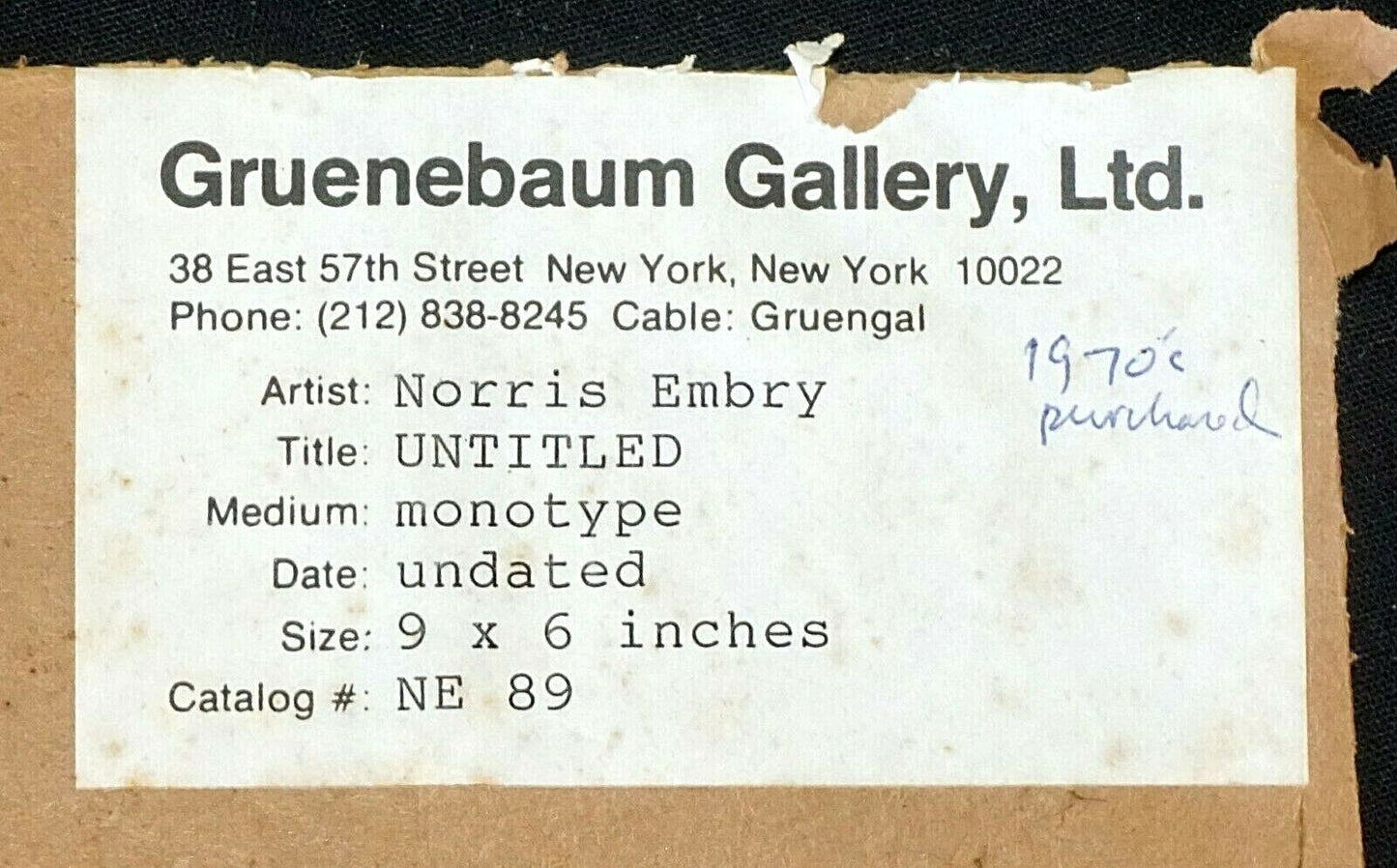 1970 New York Abstract Monotype Print by Norris Embry (1921-1981) (RuJ) NE89