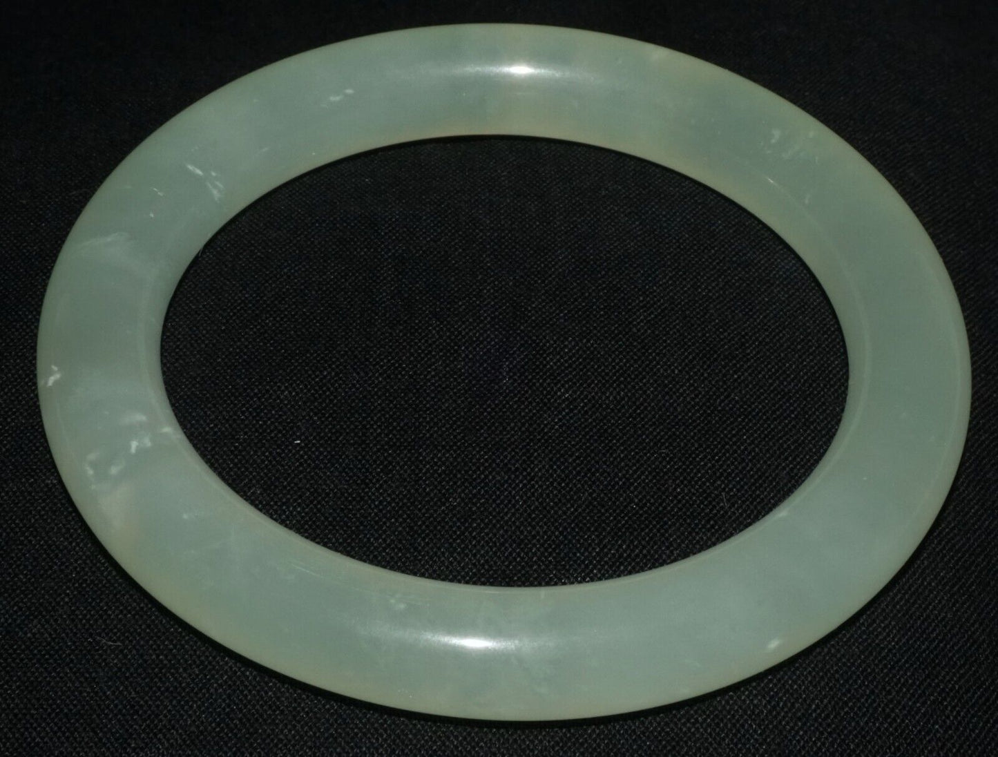 Vintage Chinese Semi Translucent Pale Green Glass Bangle Bracelet (LeS) B64