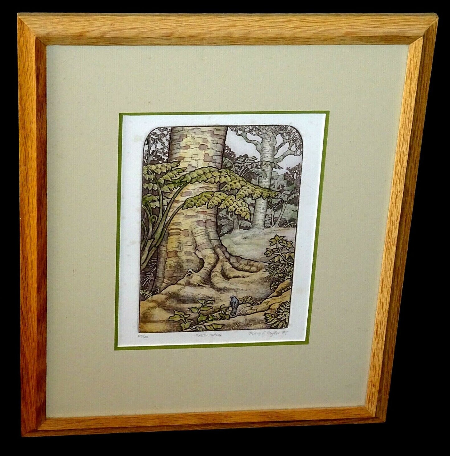 1987 New Zealand Etching Print "Kauri Track" by Mary E. Taylor (b.1948)(ScD)