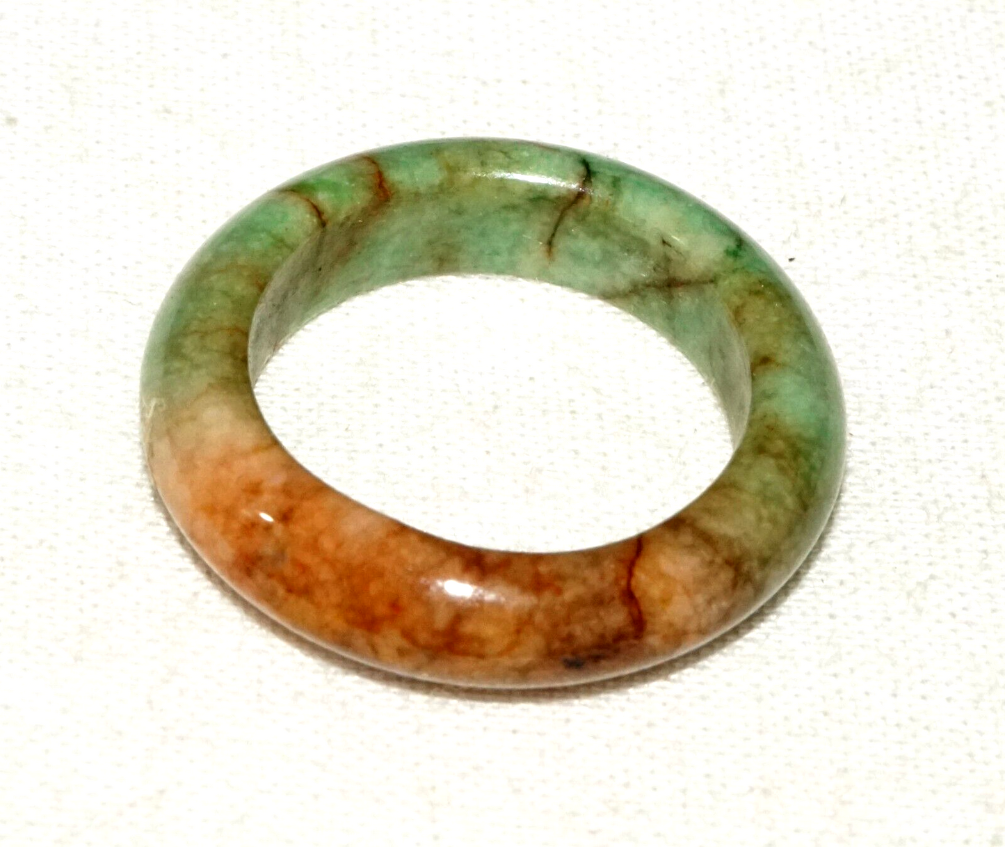 Vintage Chinese Green & Russet Jadeite Jade Ring Sz. 7.25 (GoB) #9