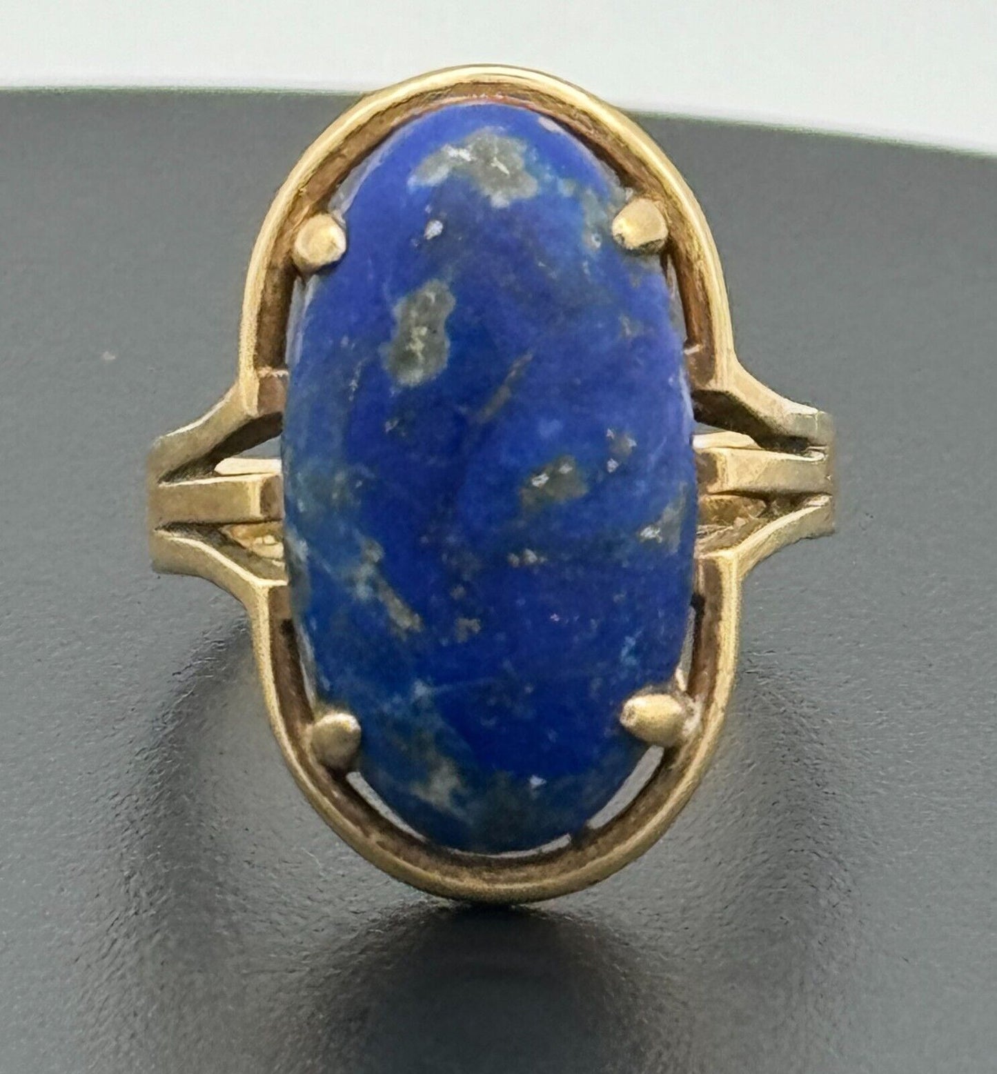 Vintage 14k Yellow Gold Ring Sz. 8.25 Lapiz Lazuli Cabochon (McC)