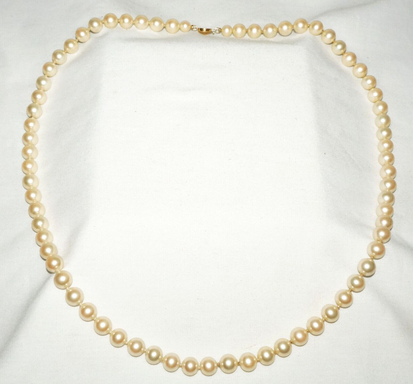 Vintage Faux Pearl Necklace 30" w. Gold Plated Clasp (KoS) L15