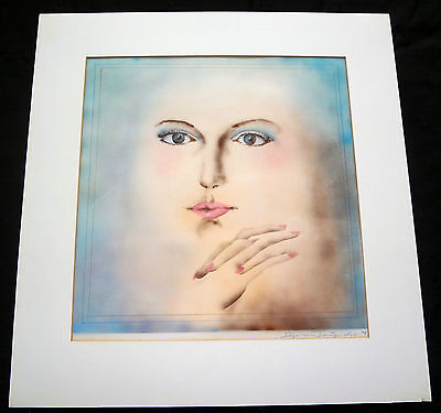 1974 JAPANESE ABSTRACT PAINTING "A WOMANS FACE" by SHIGERU TANIGUCHI (Chac)