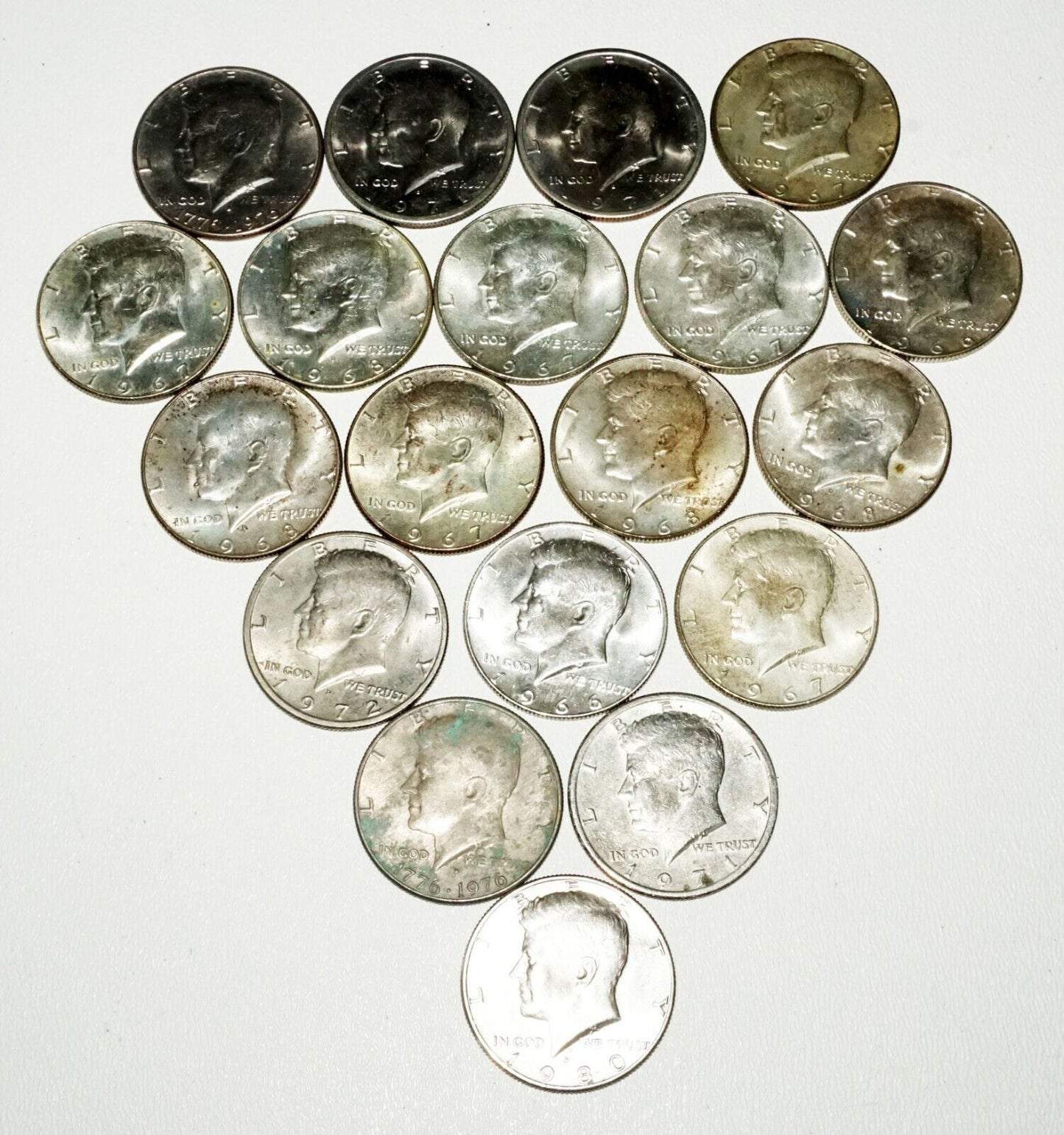 19Pc US 1966/67/68/71/72/76/80 Kennedy Half Dollar Mixed Lot (Wkoc)#4