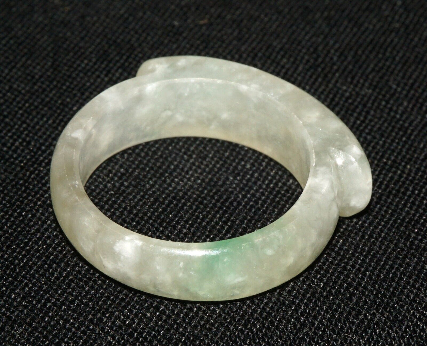 Vintage Chinese Semi Translucent Grey Green Jadeite Jade Saddle Ring Sz.8 (OdC)