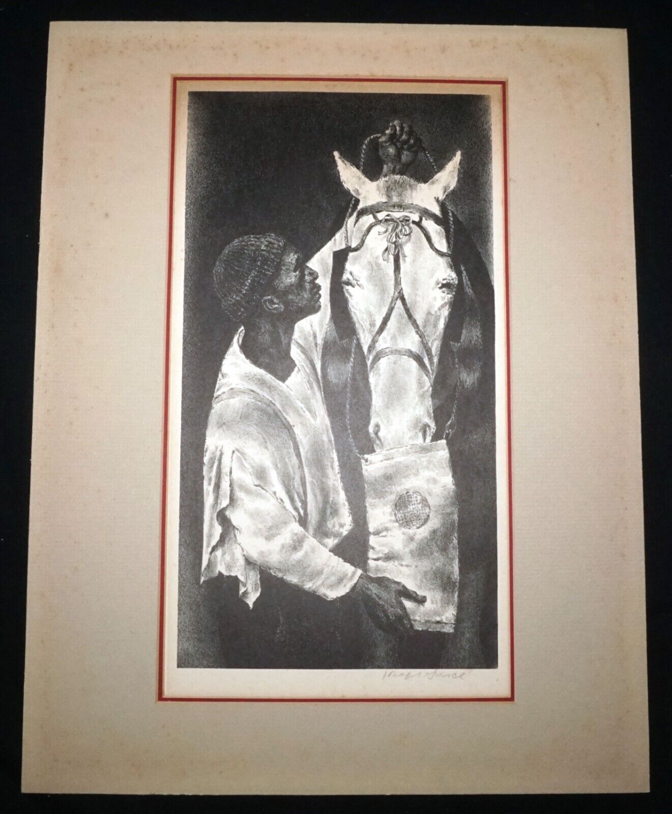 1940s US Litho Print "Man & Beast" by Joseph Hirsch (1910-1981)(FeH)