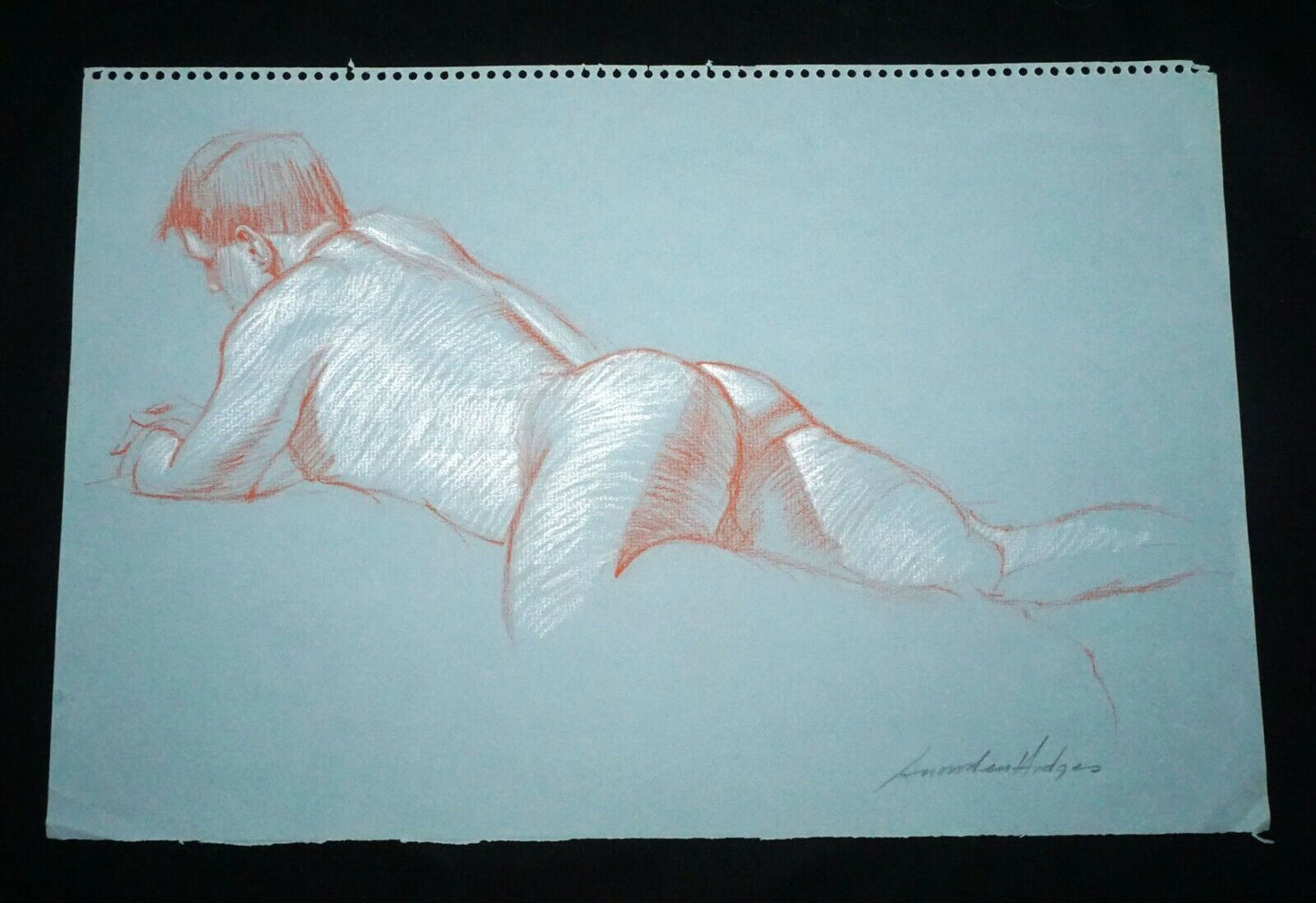 Hawaii Pencil & Color Wash Drawing Painting Male Nude by Snowden Hodges (Sho)#6