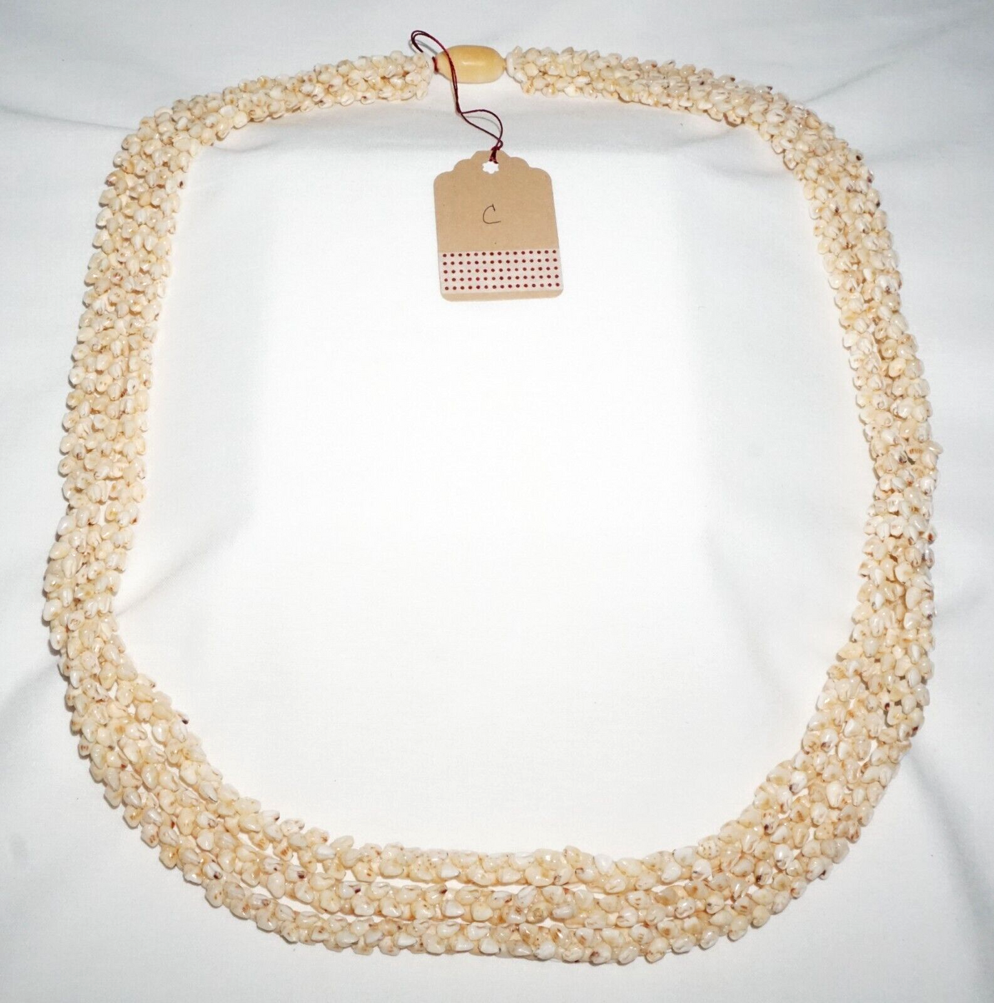 Vintage Hawaii 3x Strand Pikake Style Spotted White Niihau Shell Necklace (KiA)C