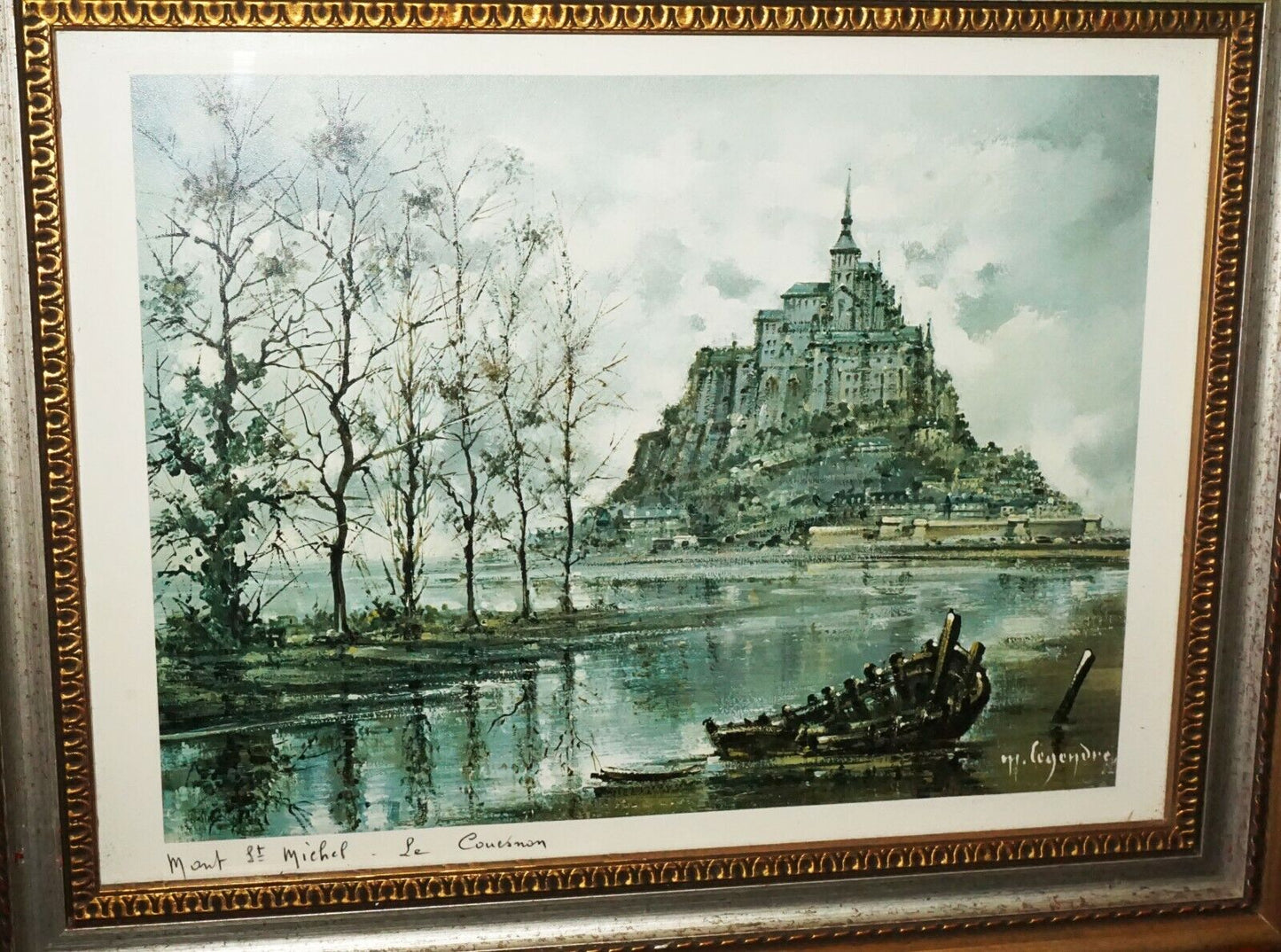 Vintage French Framed Print Mont St. Michel Maurice Louis Legendre (b.1928)(***)