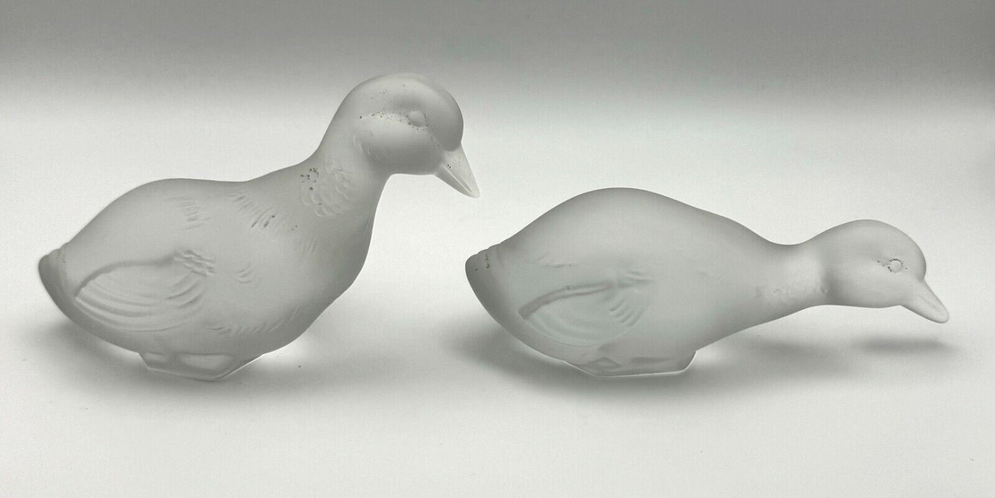 Set of 2 Vintage French Baccarat Crystal Duck Figurines (TuC)