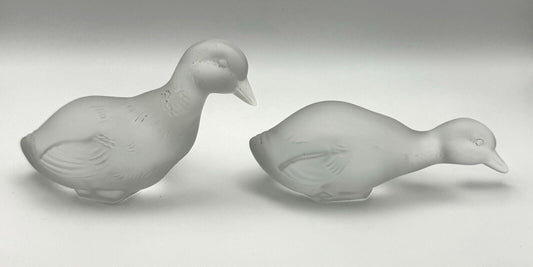 Set of 2 Vintage French Baccarat Crystal Duck Figurines (TuC)