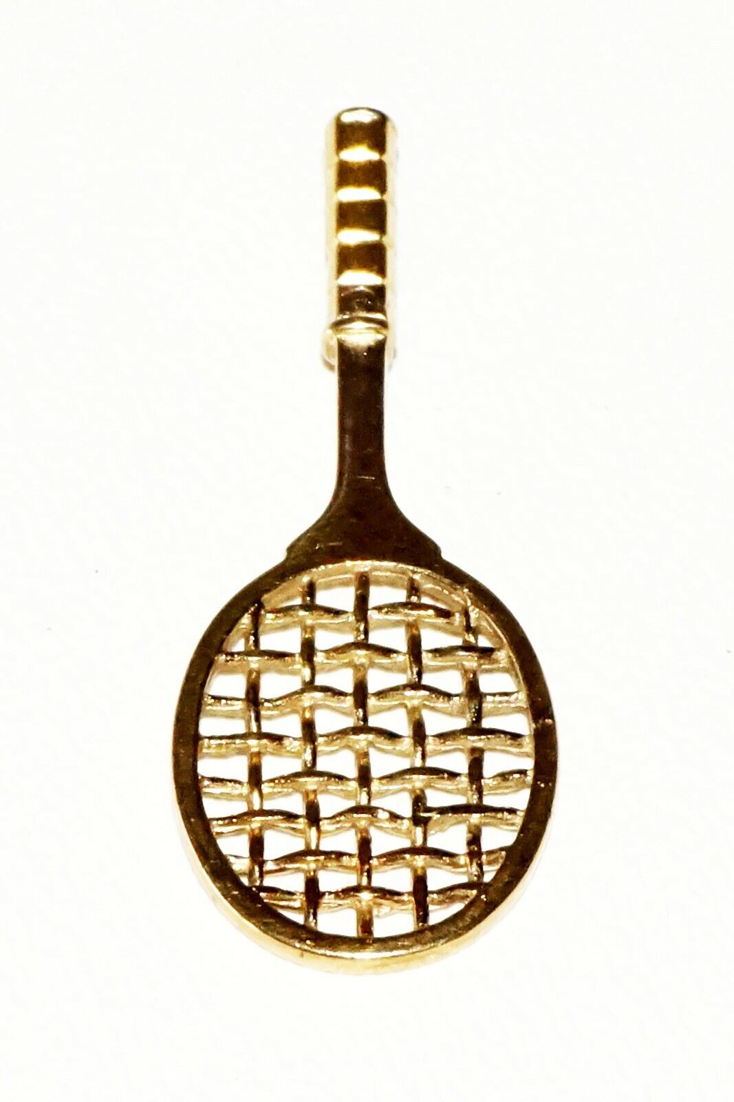 Vintage 14K Yellow Gold Tennis Racket Motif Pendant Charm (TaE)#77