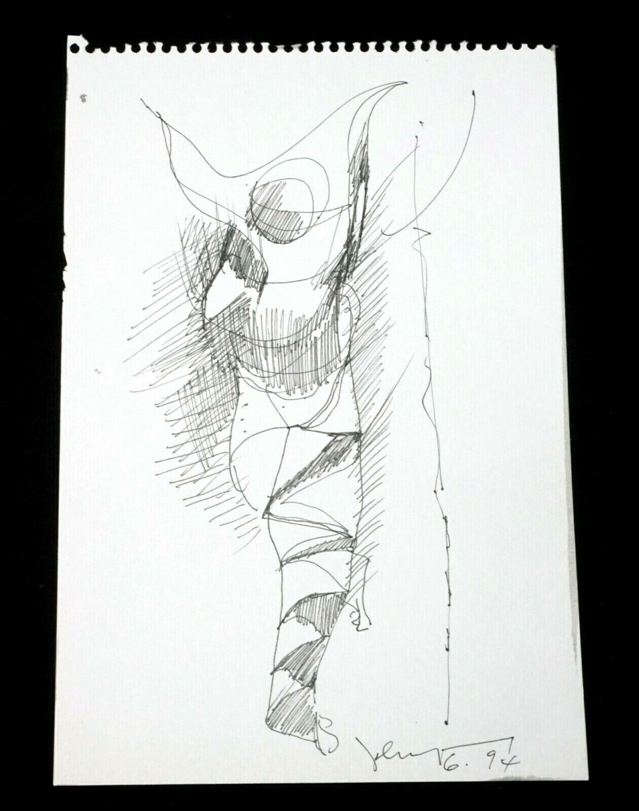 '94 Chinese Hawaii Drawing "Dancer" by John Chin Young (1909 - 1997)(SaJ)19